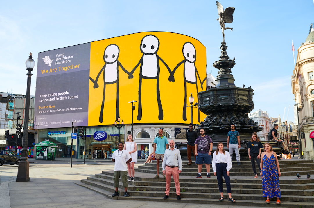 YOUNG WESTMINSTER FOUNDATION PRESENTS A NEW DIGITAL ARTWORK BY STIK ON LONDON’S ICONIC PICCADILLY LIGHTS